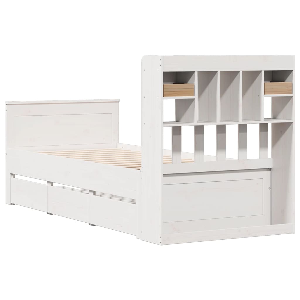 Bed met boekenkast zonder matras grenenhout wit 90x200 cm is nu te koop bij PeponiXL, paradijselijk wonen!