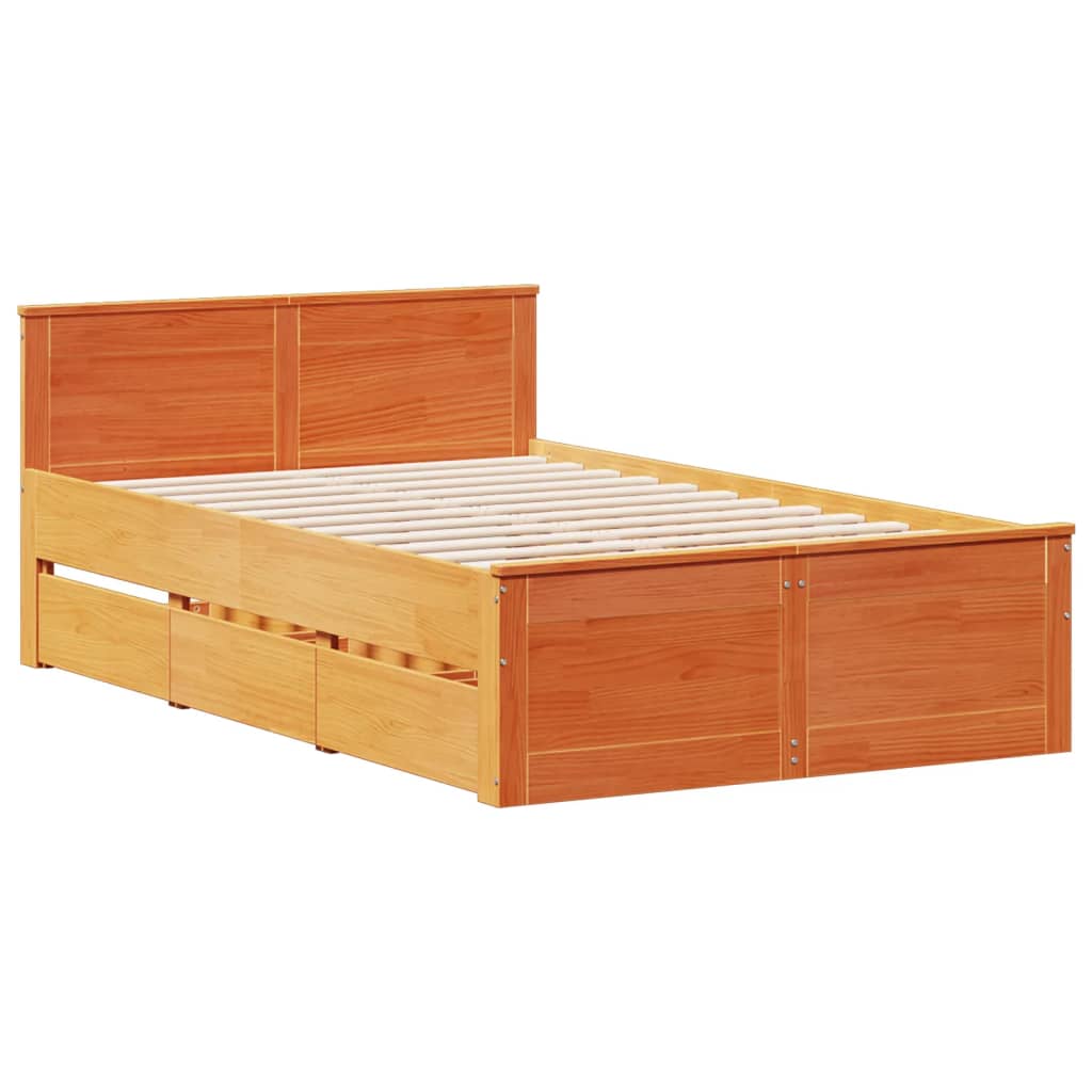 Bed met boekenkast zonder matras grenenhout wasbruin 135x190 cm is nu te koop bij PeponiXL, paradijselijk wonen!
