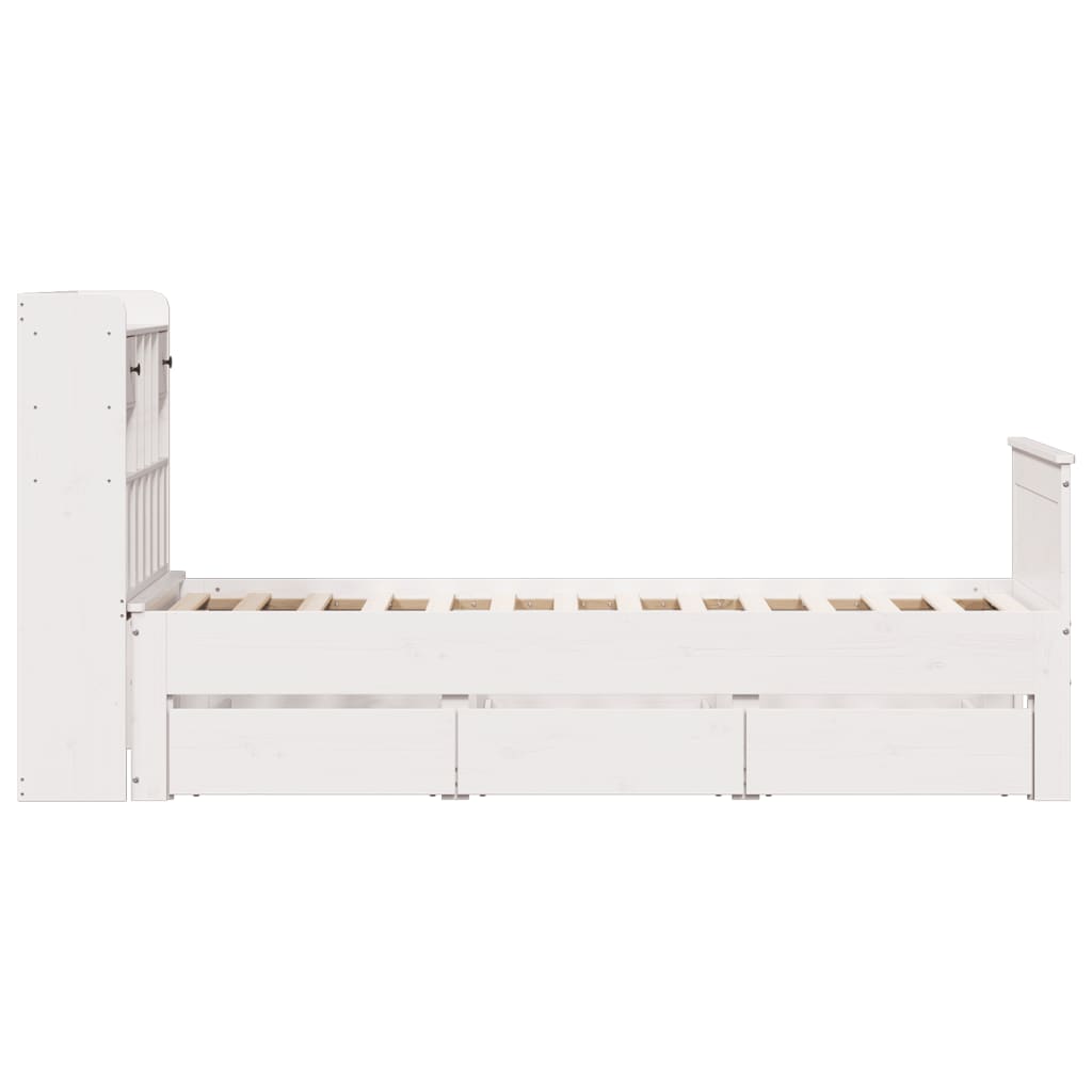 Bed met boekenkast zonder matras grenenhout wit 90x190 cm is nu te koop bij PeponiXL, paradijselijk wonen!
