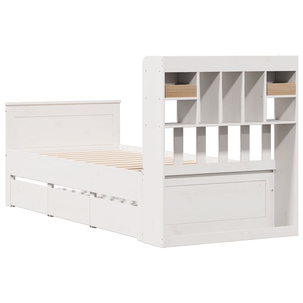 Bed met boekenkast zonder matras grenenhout wit 90x190 cm is nu te koop bij PeponiXL, paradijselijk wonen!