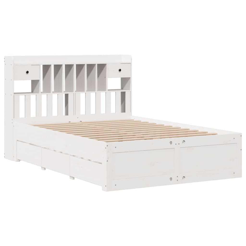 Bed met boekenkast zonder matras grenenhout wit 150x200 cm is nu te koop bij PeponiXL, paradijselijk wonen!