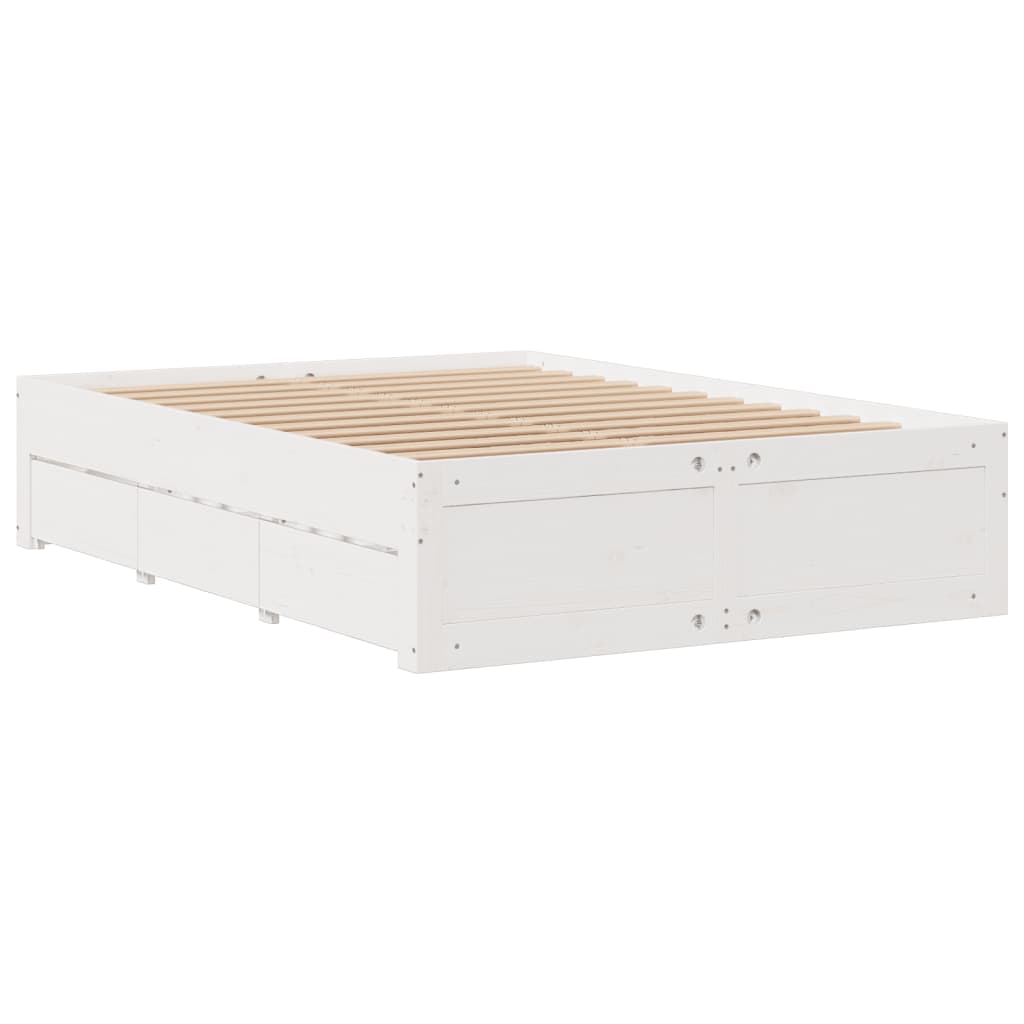 Bed met boekenkast zonder matras grenenhout wit 150x200 cm is nu te koop bij PeponiXL, paradijselijk wonen!
