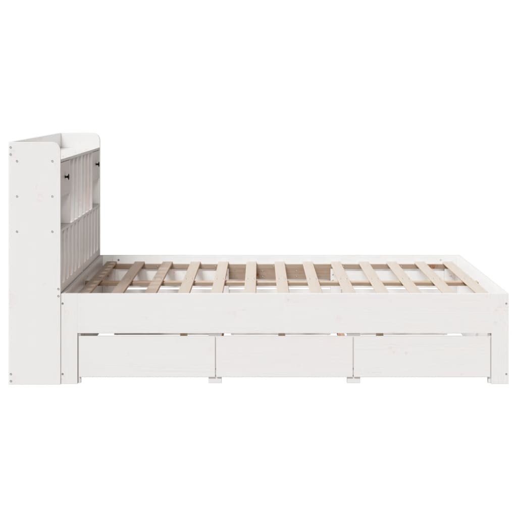 Bed met boekenkast zonder matras grenenhout wit 150x200 cm is nu te koop bij PeponiXL, paradijselijk wonen!