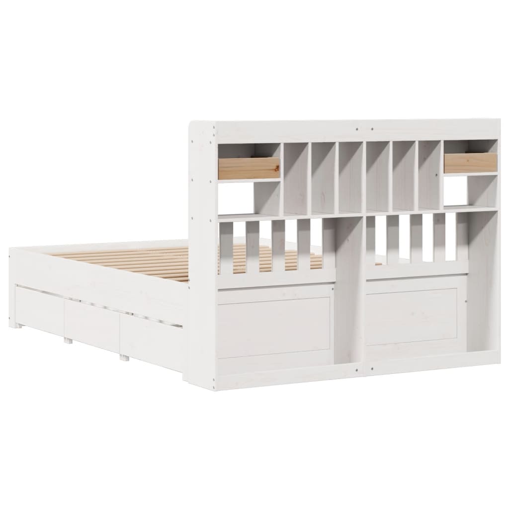 Bed met boekenkast zonder matras grenenhout wit 150x200 cm is nu te koop bij PeponiXL, paradijselijk wonen!