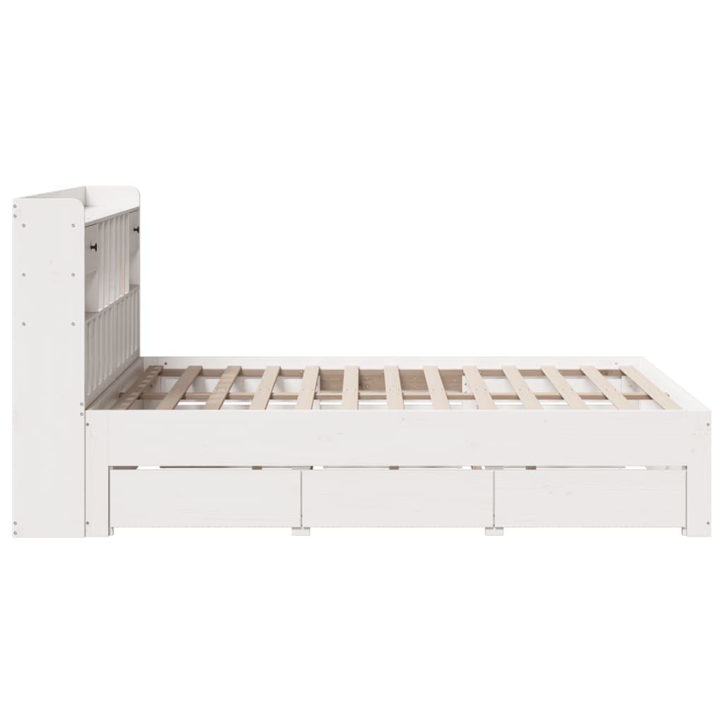 Bed met boekenkast zonder matras grenenhout wit 140x200 cm is nu te koop bij PeponiXL, paradijselijk wonen!