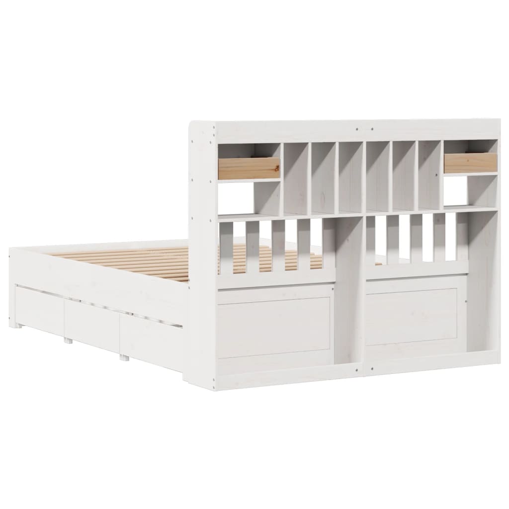 Bed met boekenkast zonder matras grenenhout wit 140x200 cm is nu te koop bij PeponiXL, paradijselijk wonen!
