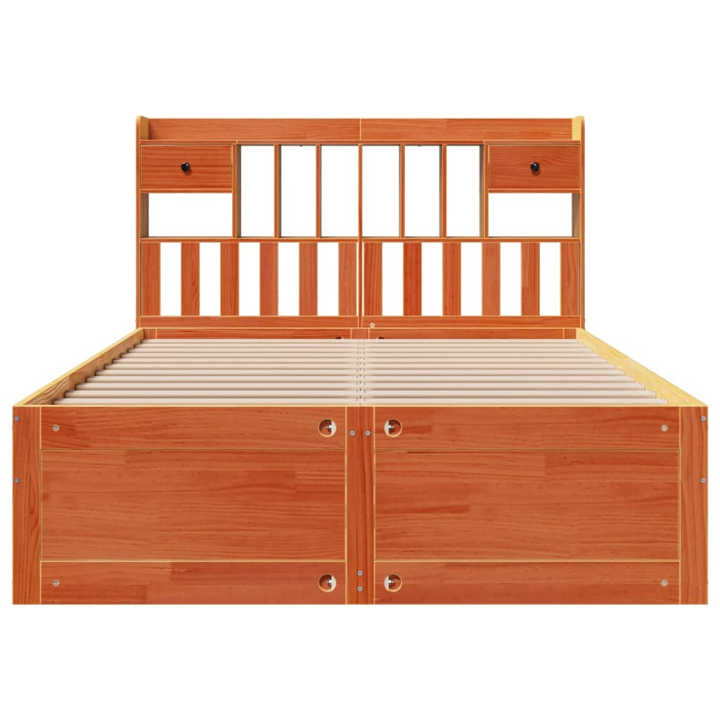 Bed met boekenkast zonder matras grenenhout wasbruin 140x200 cm is nu te koop bij PeponiXL, paradijselijk wonen!