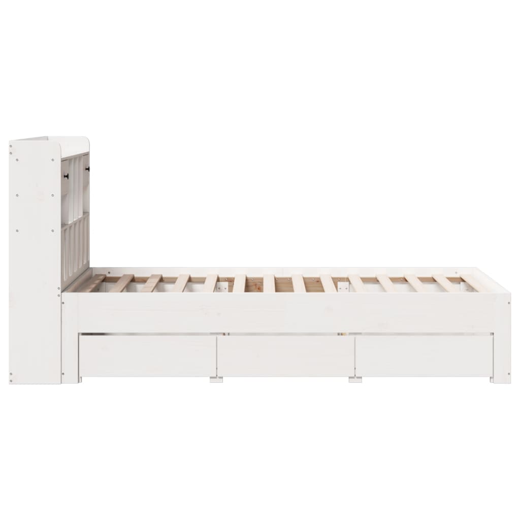Bed met boekenkast zonder matras grenenhout wit 90x200 cm is nu te koop bij PeponiXL, paradijselijk wonen!