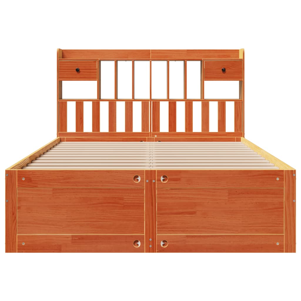 Bed met boekenkast zonder matras grenenhout wasbruin 140x190 cm is nu te koop bij PeponiXL, paradijselijk wonen!