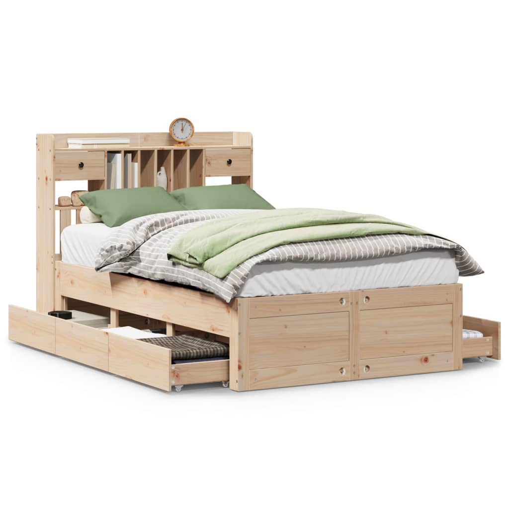 Bed met boekenkast zonder matras massief grenenhout 135x190 cm is nu te koop bij PeponiXL, paradijselijk wonen!