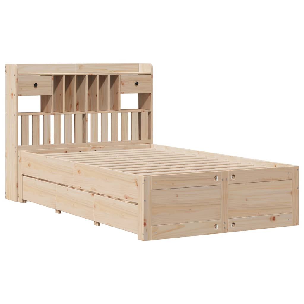 Bed met boekenkast zonder matras massief grenenhout 135x190 cm is nu te koop bij PeponiXL, paradijselijk wonen!