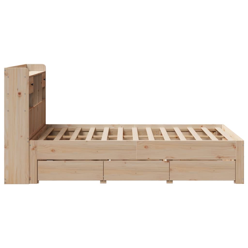 Bed met boekenkast zonder matras massief grenenhout 135x190 cm is nu te koop bij PeponiXL, paradijselijk wonen!