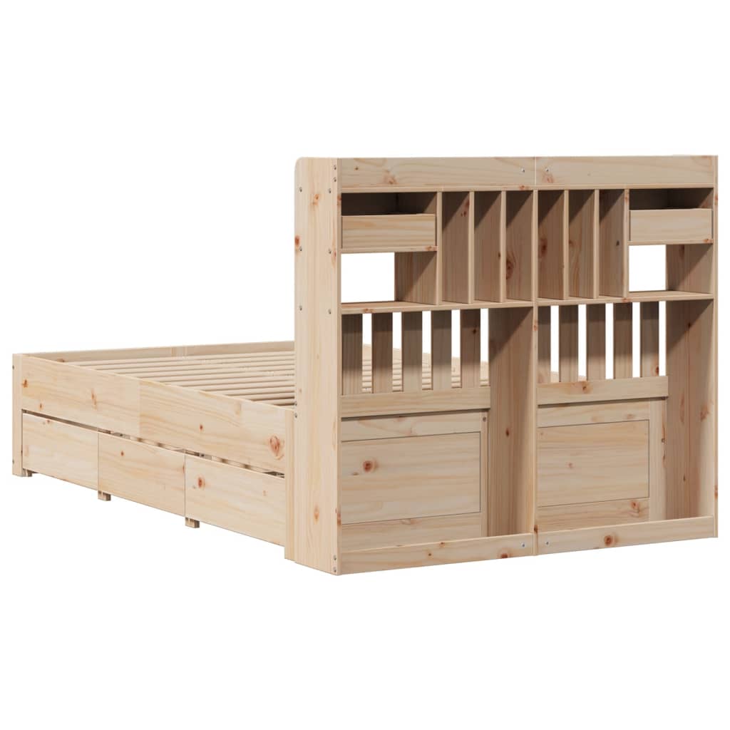 Bed met boekenkast zonder matras massief grenenhout 135x190 cm is nu te koop bij PeponiXL, paradijselijk wonen!