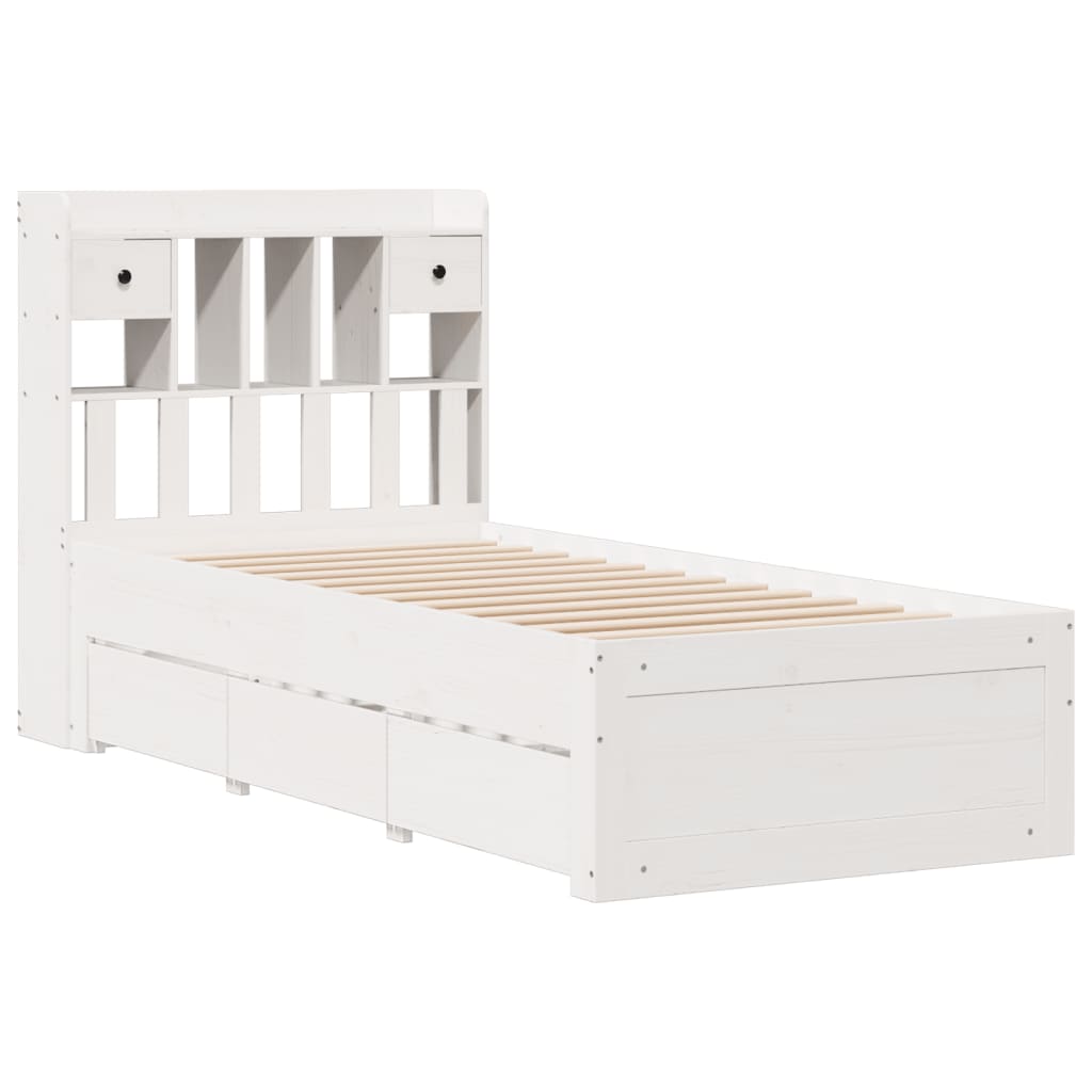 Bed met boekenkast zonder matras grenenhout wit 90x190 cm is nu te koop bij PeponiXL, paradijselijk wonen!
