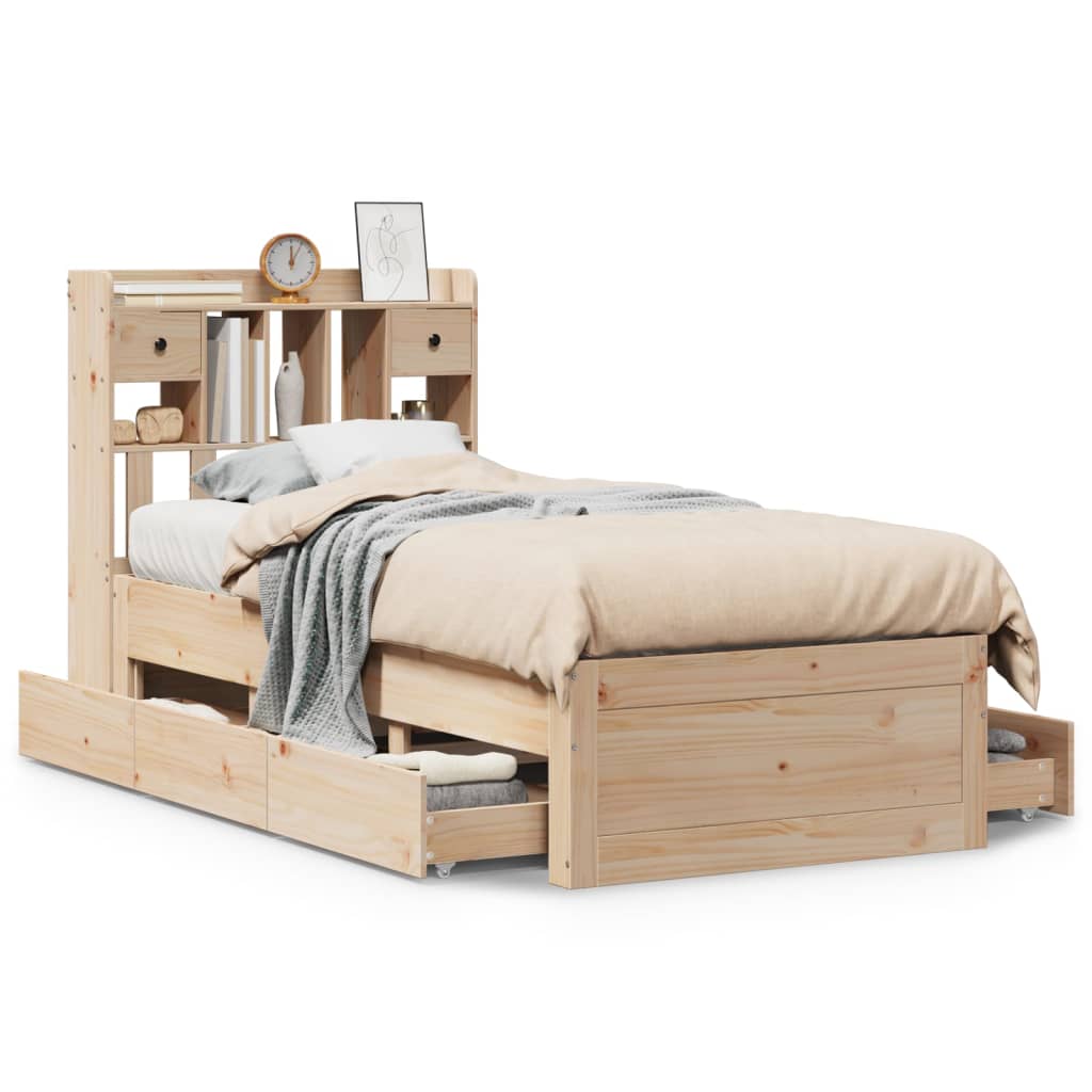 Bed met boekenkast zonder matras massief grenenhout 75x190 cm is nu te koop bij PeponiXL, paradijselijk wonen!