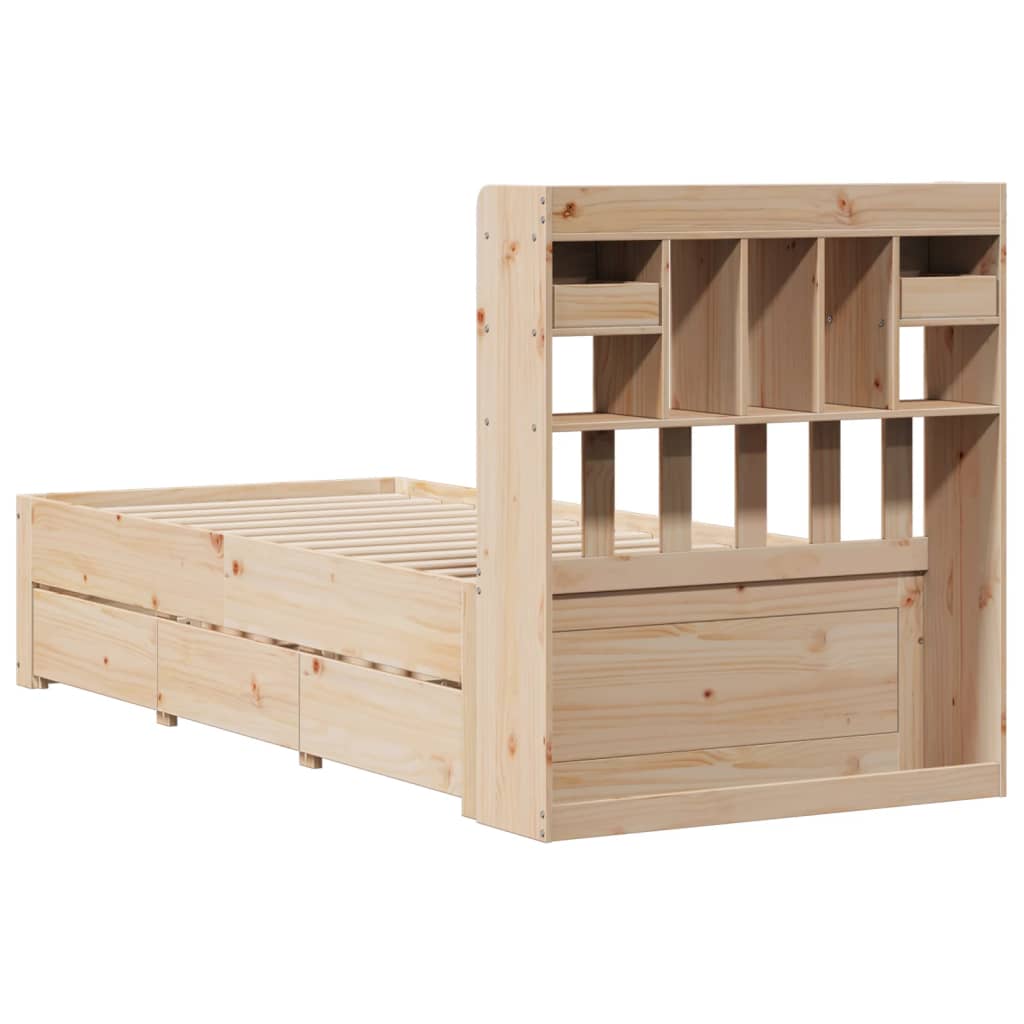 Bed met boekenkast zonder matras massief grenenhout 75x190 cm is nu te koop bij PeponiXL, paradijselijk wonen!