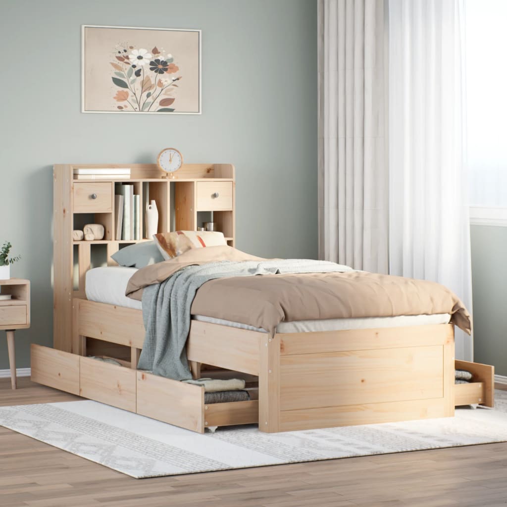 Bed met boekenkast zonder matras massief grenenhout 75x190 cm is nu te koop bij PeponiXL, paradijselijk wonen!