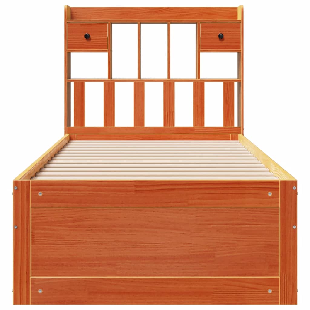 Bed met boekenkast zonder matras grenenhout wasbruin 75x190 cm is nu te koop bij PeponiXL, paradijselijk wonen!