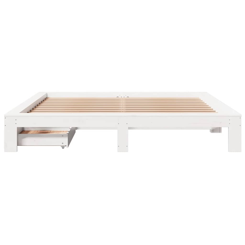 Bedframe zonder matras massief grenenhout wit 200x200 cm is nu te koop bij PeponiXL, paradijselijk wonen!