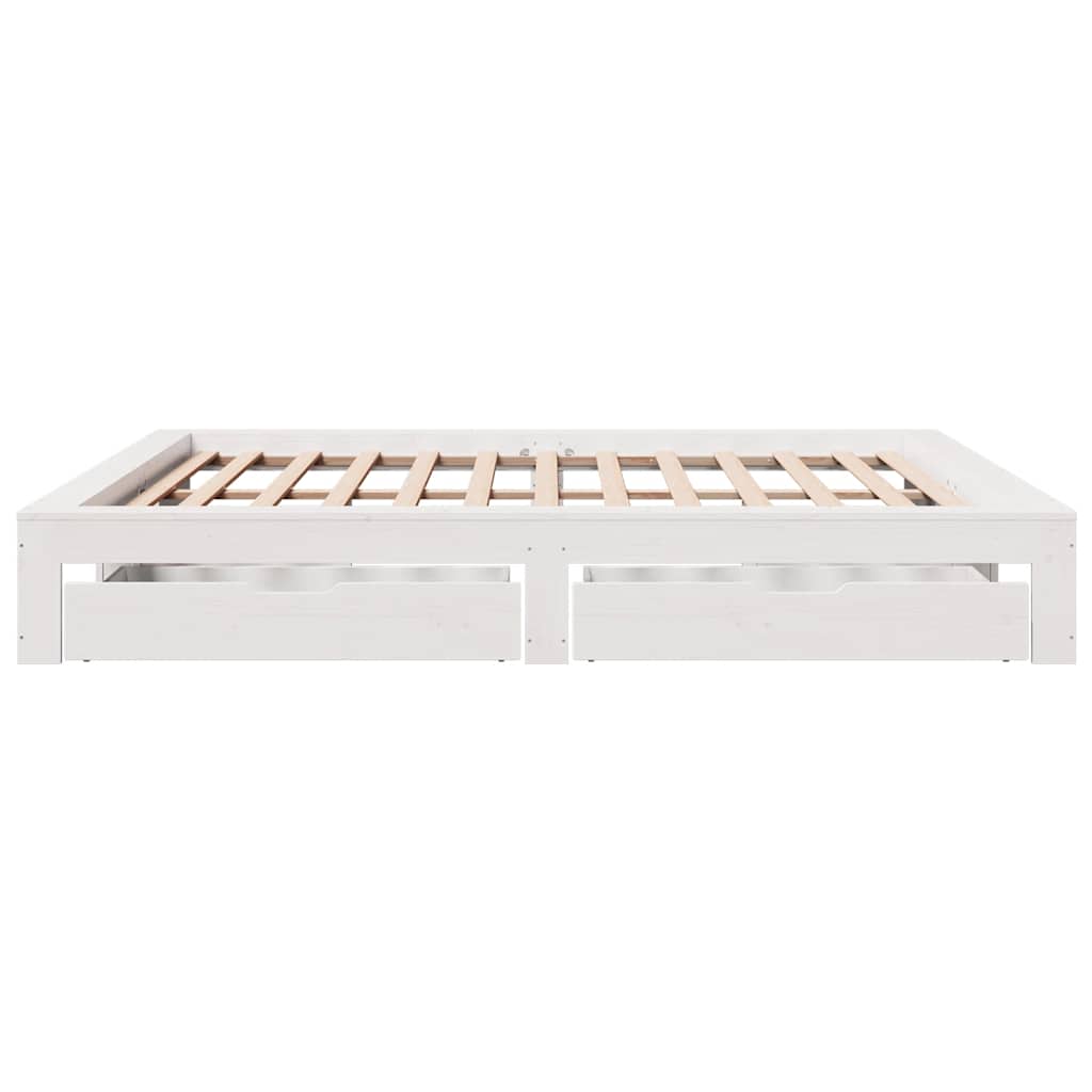 Bedframe zonder matras massief grenenhout wit 200x200 cm is nu te koop bij PeponiXL, paradijselijk wonen!
