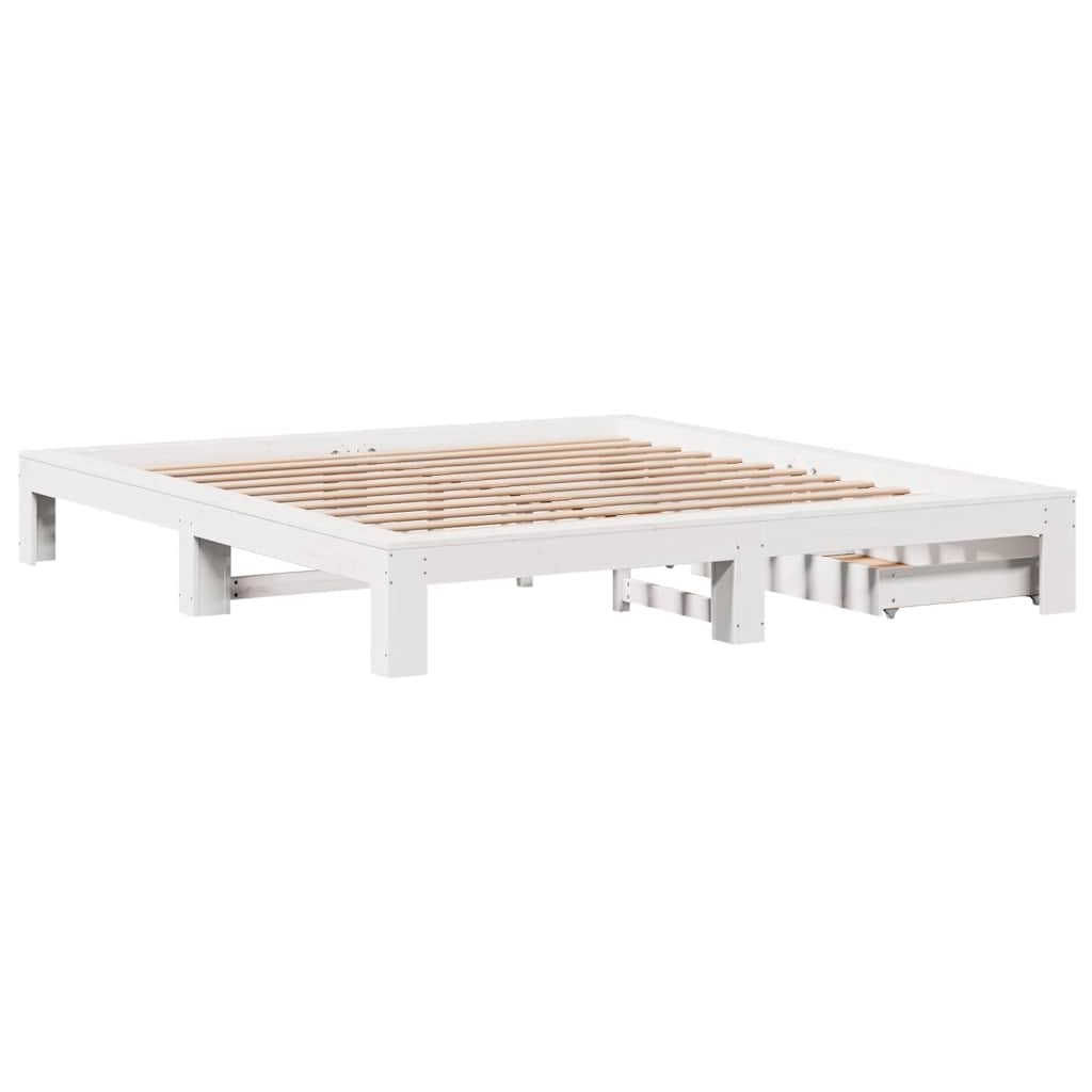 Bedframe zonder matras massief grenenhout wit 200x200 cm is nu te koop bij PeponiXL, paradijselijk wonen!