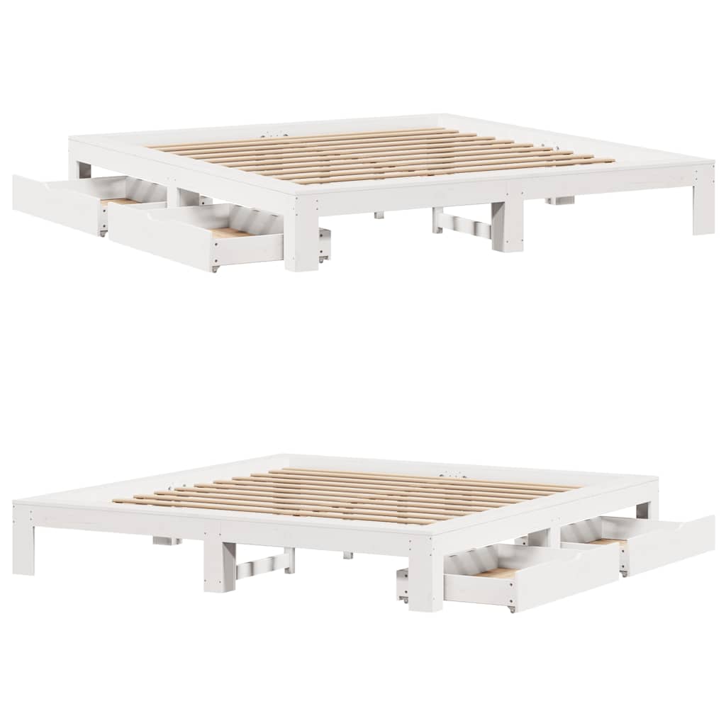 Bedframe zonder matras massief grenenhout wit 200x200 cm is nu te koop bij PeponiXL, paradijselijk wonen!