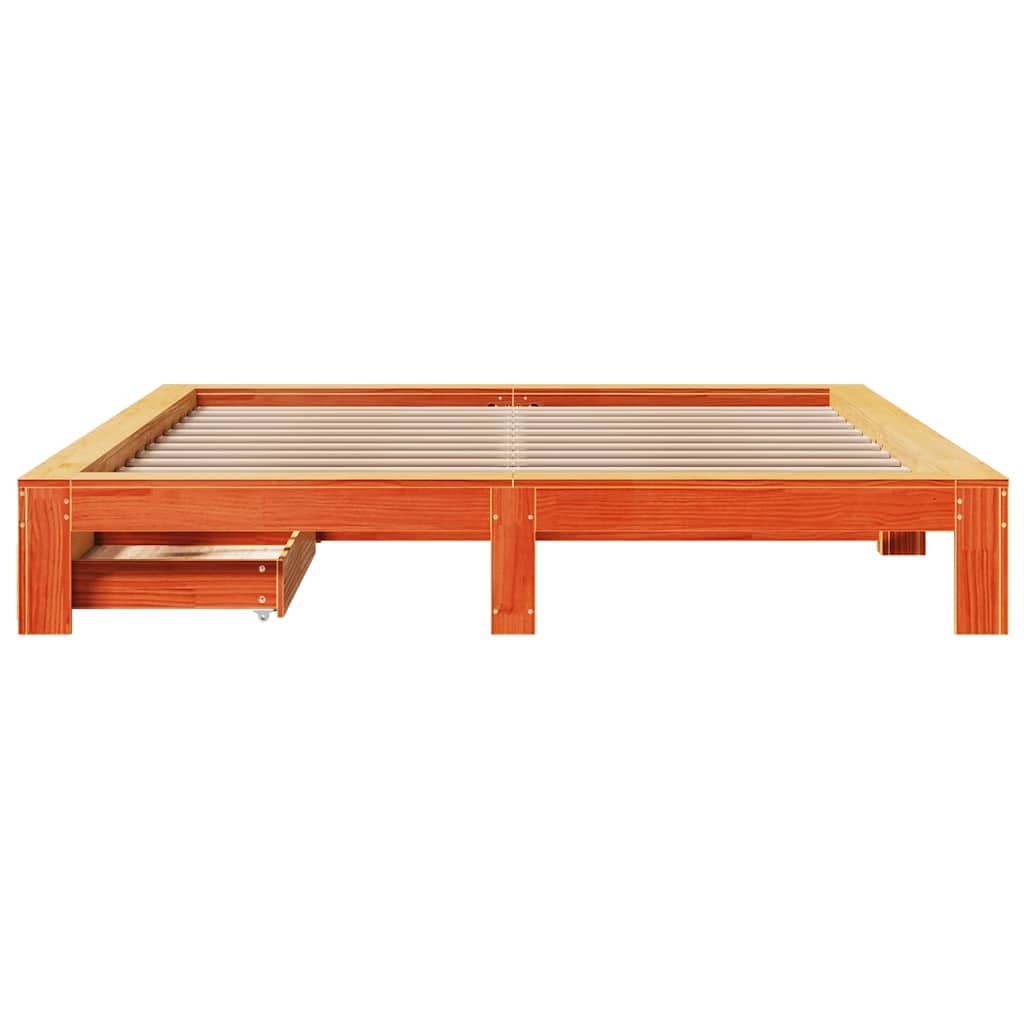 Bedframe zonder matras massief grenenhout wasbruin 200x200 cm is nu te koop bij PeponiXL, paradijselijk wonen!