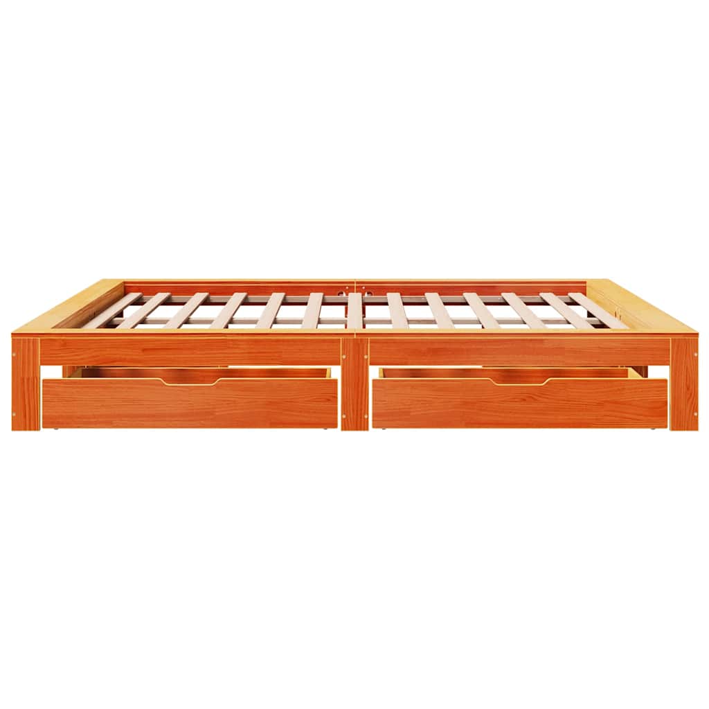 Bedframe zonder matras massief grenenhout wasbruin 200x200 cm is nu te koop bij PeponiXL, paradijselijk wonen!