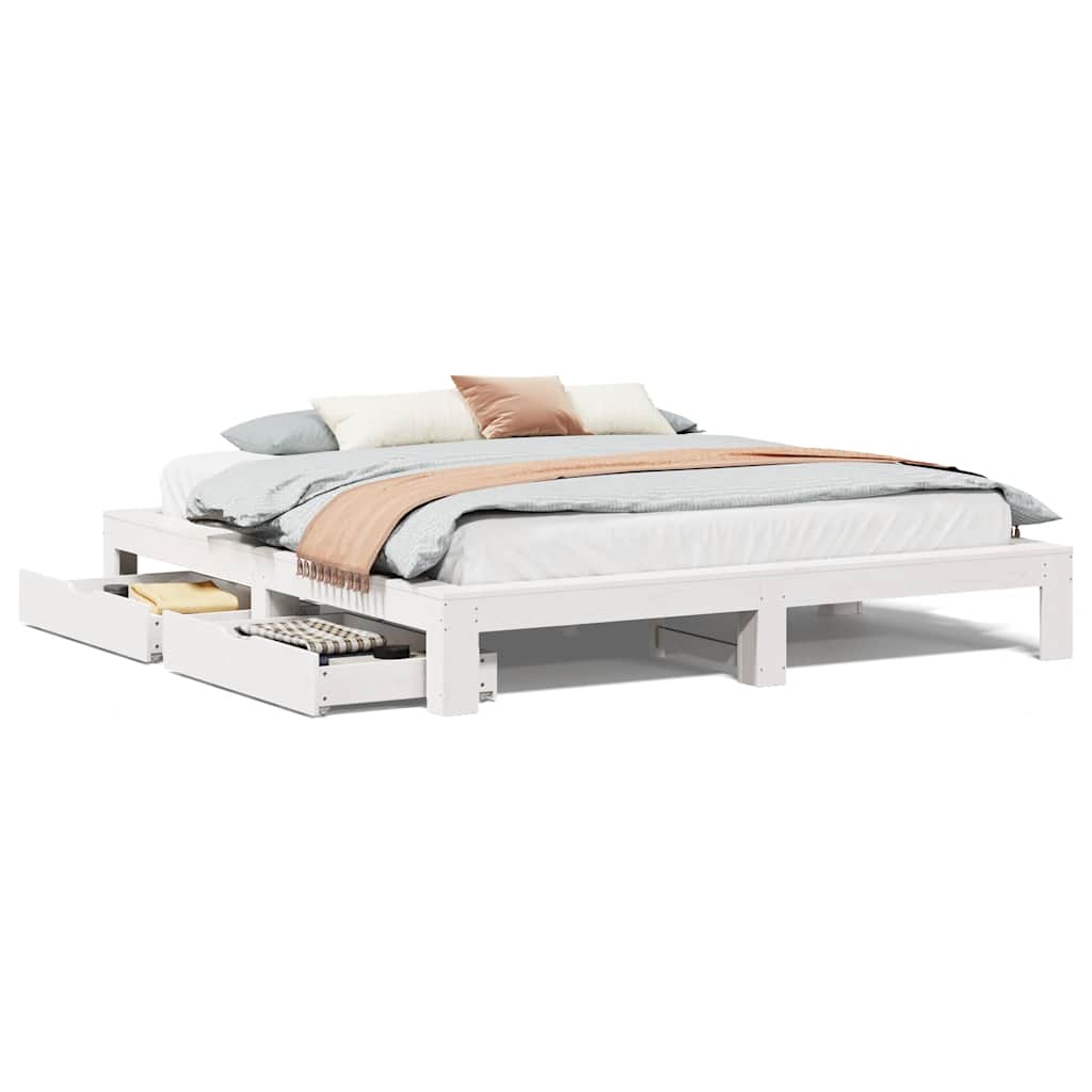 Bedframe zonder matras massief grenenhout wit 180x200 cm is nu te koop bij PeponiXL, paradijselijk wonen!
