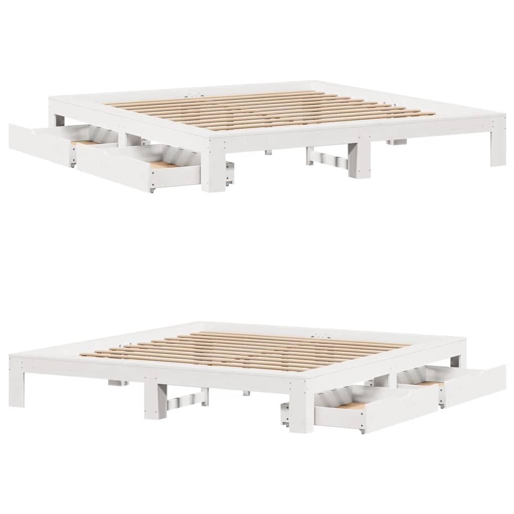 Bedframe zonder matras massief grenenhout wit 180x200 cm is nu te koop bij PeponiXL, paradijselijk wonen!