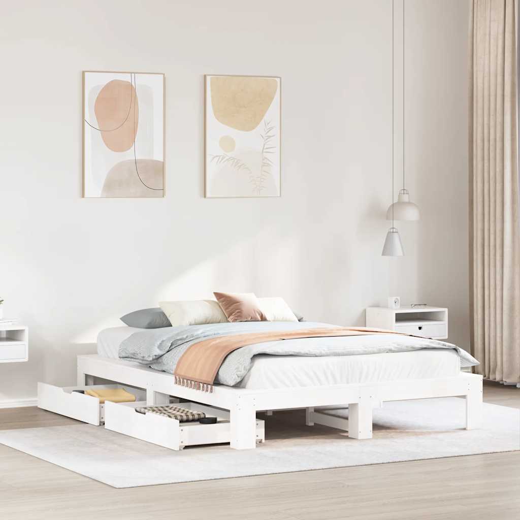 Bedframe zonder matras massief grenenhout wit 160x200 cm is nu te koop bij PeponiXL, paradijselijk wonen!