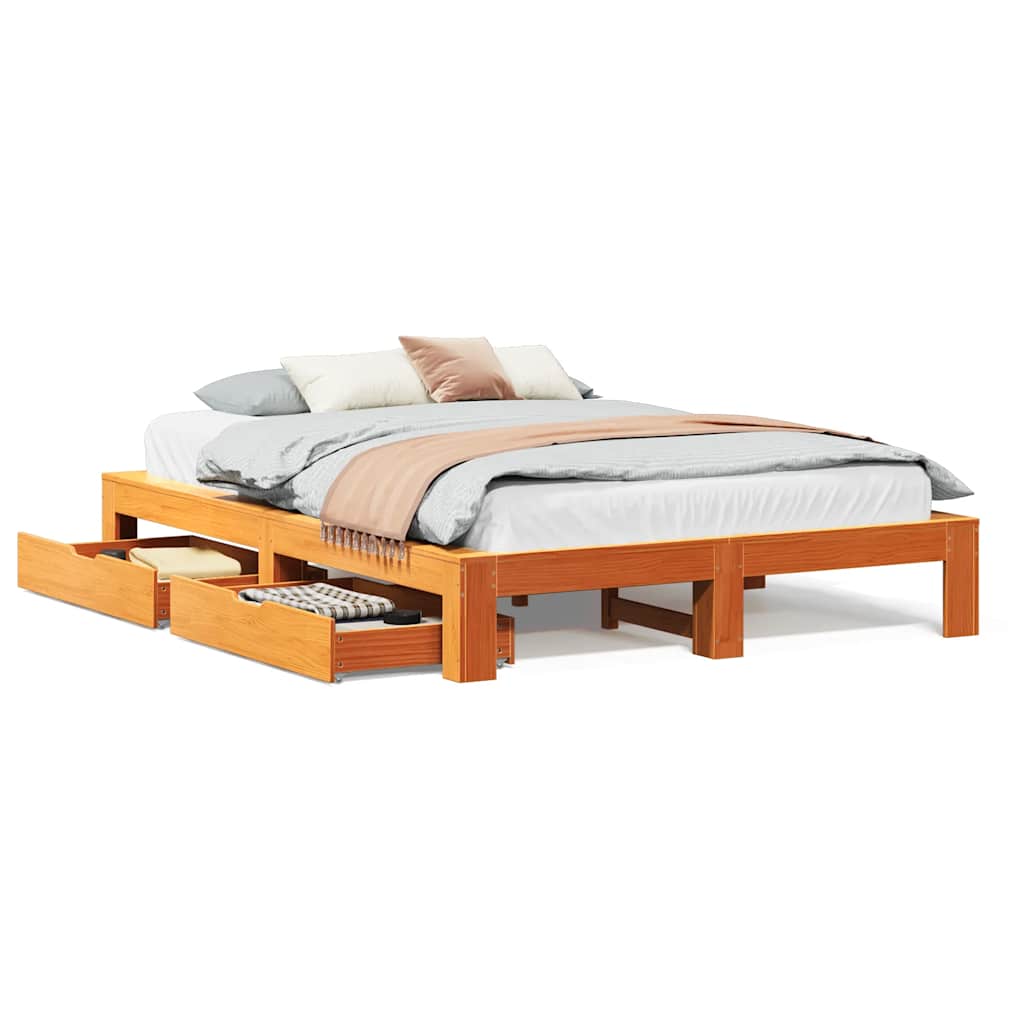 Bedframe zonder matras massief grenenhout wasbruin 160x200 cm is nu te koop bij PeponiXL, paradijselijk wonen!