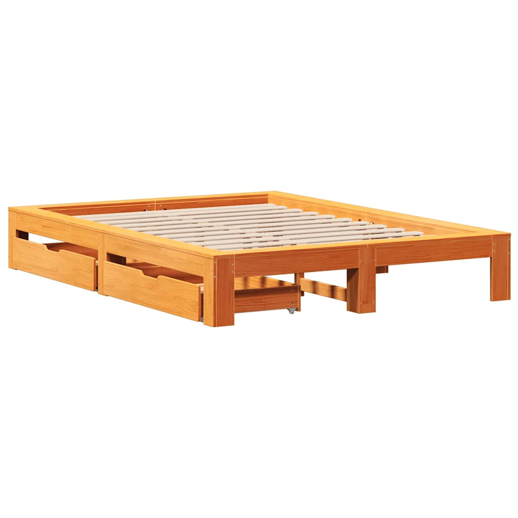 Bedframe zonder matras massief grenenhout wasbruin 160x200 cm is nu te koop bij PeponiXL, paradijselijk wonen!
