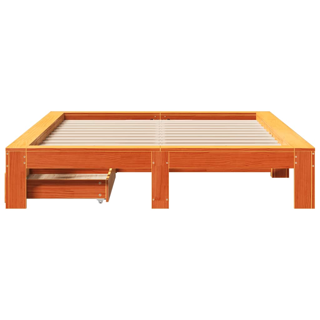 Bedframe zonder matras massief grenenhout wasbruin 160x200 cm is nu te koop bij PeponiXL, paradijselijk wonen!