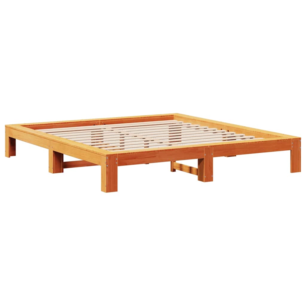 Bedframe zonder matras massief grenenhout wasbruin 160x200 cm is nu te koop bij PeponiXL, paradijselijk wonen!