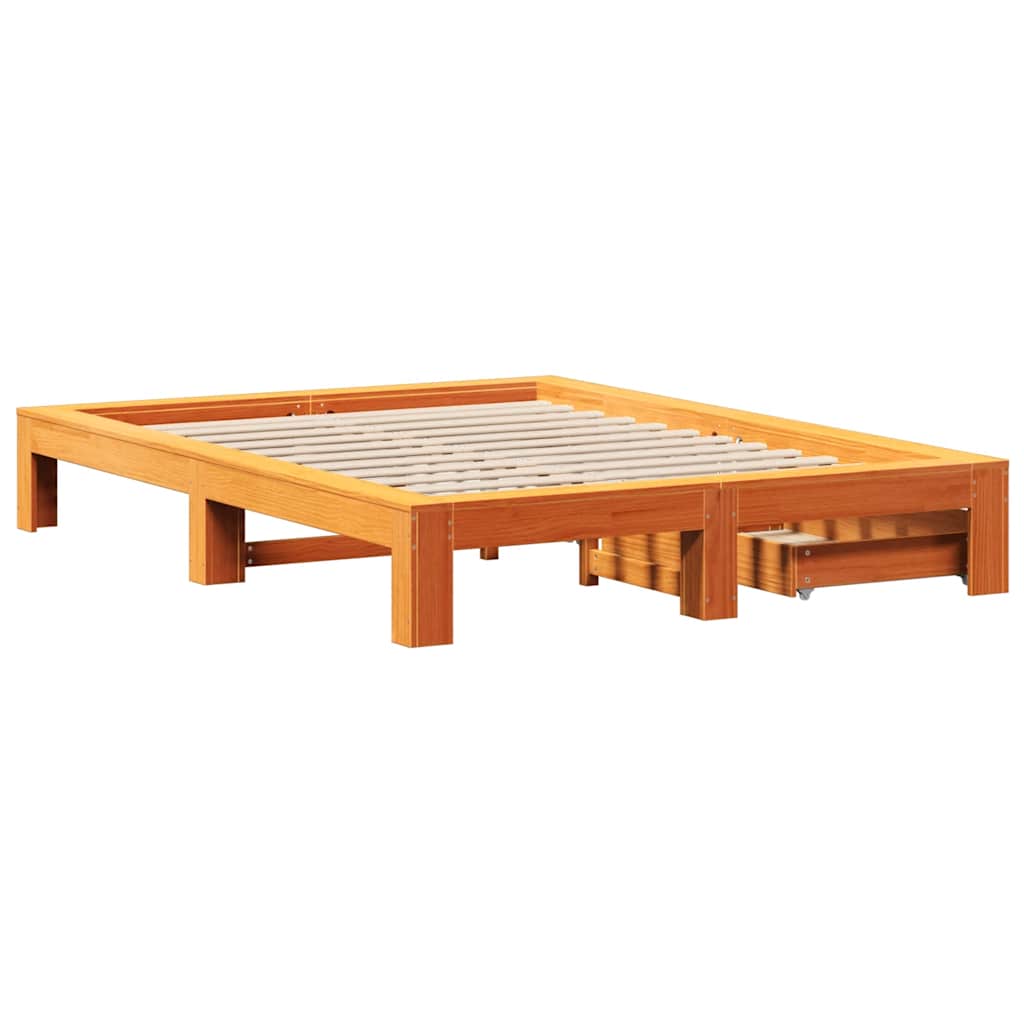Bedframe zonder matras massief grenenhout wasbruin 160x200 cm is nu te koop bij PeponiXL, paradijselijk wonen!