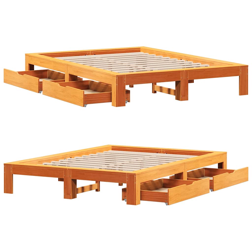 Bedframe zonder matras massief grenenhout wasbruin 160x200 cm is nu te koop bij PeponiXL, paradijselijk wonen!