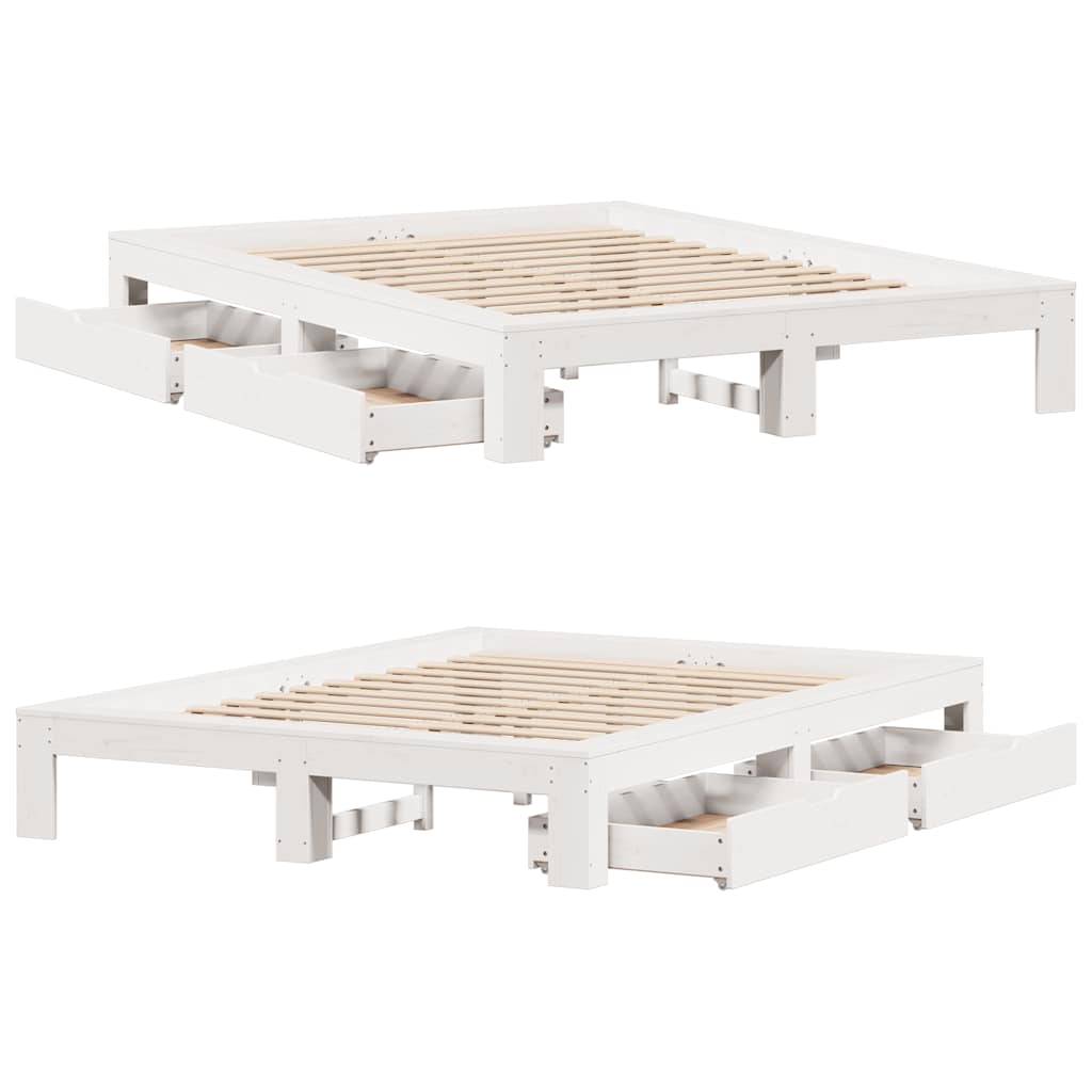 Bedframe zonder matras massief grenenhout wit 150x200 cm is nu te koop bij PeponiXL, paradijselijk wonen!