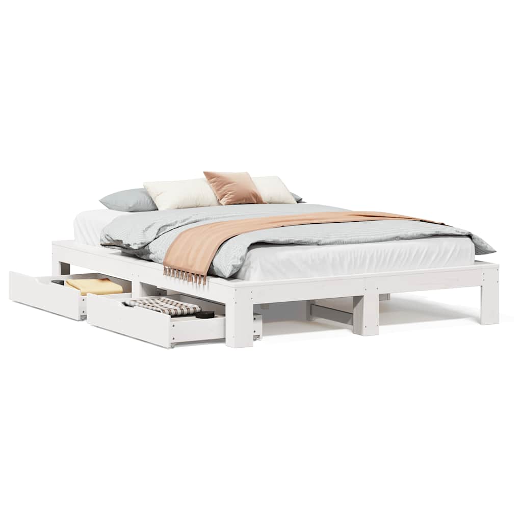 Bedframe zonder matras massief grenenhout wit 140x200 cm is nu te koop bij PeponiXL, paradijselijk wonen!