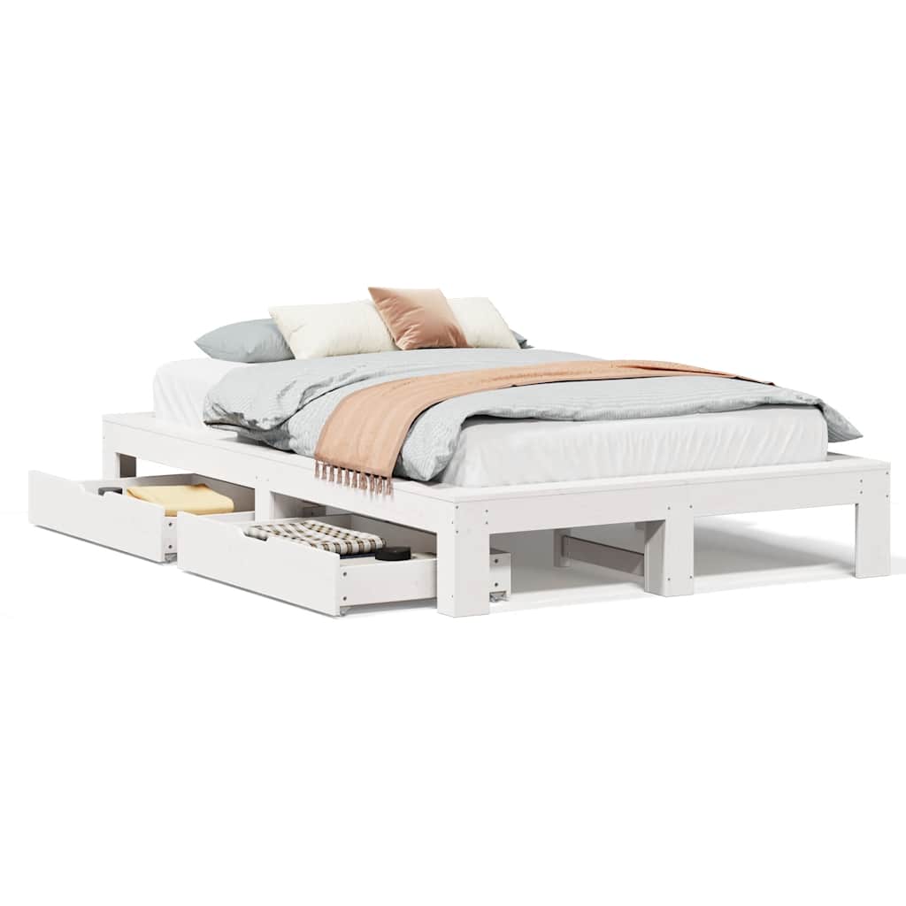 Bedframe zonder matras massief grenenhout wit 120x200 cm is nu te koop bij PeponiXL, paradijselijk wonen!
