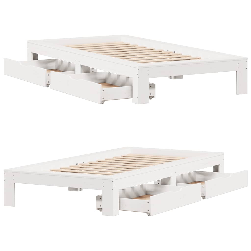 Bedframe zonder matras massief grenenhout wit 140x200 cm is nu te koop bij PeponiXL, paradijselijk wonen!