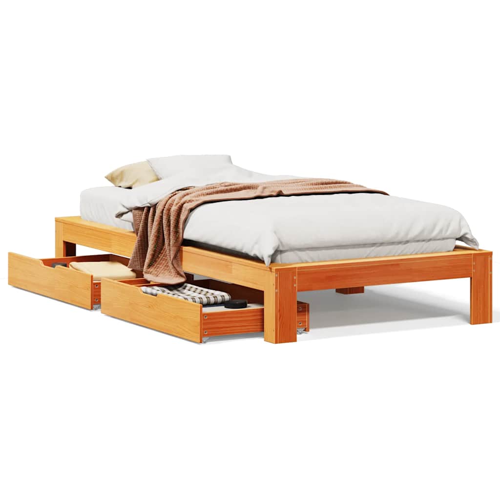 Bedframe zonder matras massief grenenhout wasbruin 100x200 cm is nu te koop bij PeponiXL, paradijselijk wonen!