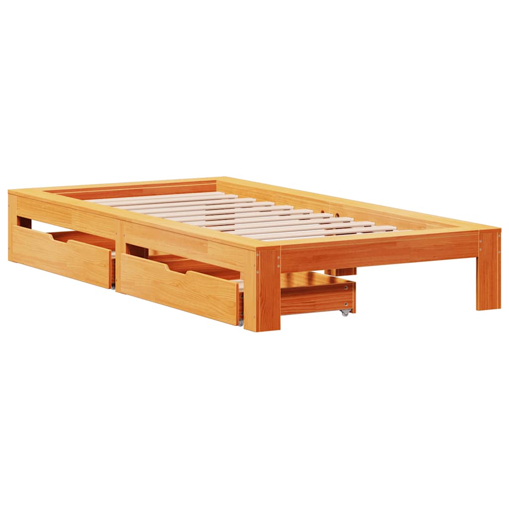 Bedframe zonder matras massief grenenhout wasbruin 100x200 cm is nu te koop bij PeponiXL, paradijselijk wonen!