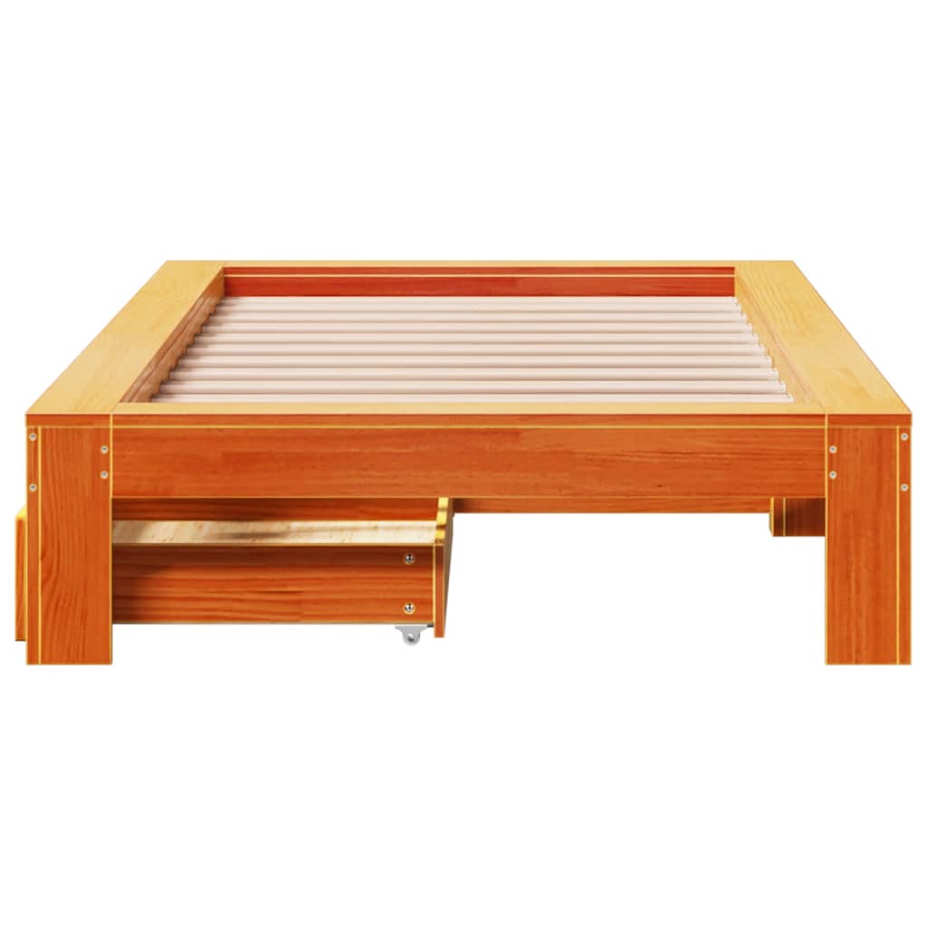 Bedframe zonder matras massief grenenhout wasbruin 100x200 cm is nu te koop bij PeponiXL, paradijselijk wonen!