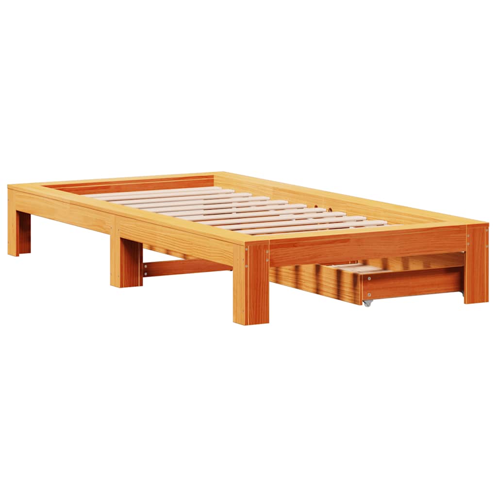 Bedframe zonder matras massief grenenhout wasbruin 100x200 cm is nu te koop bij PeponiXL, paradijselijk wonen!