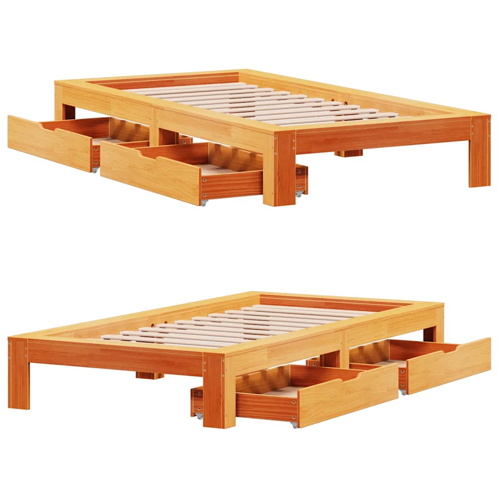 Bedframe zonder matras massief grenenhout wasbruin 100x200 cm is nu te koop bij PeponiXL, paradijselijk wonen!