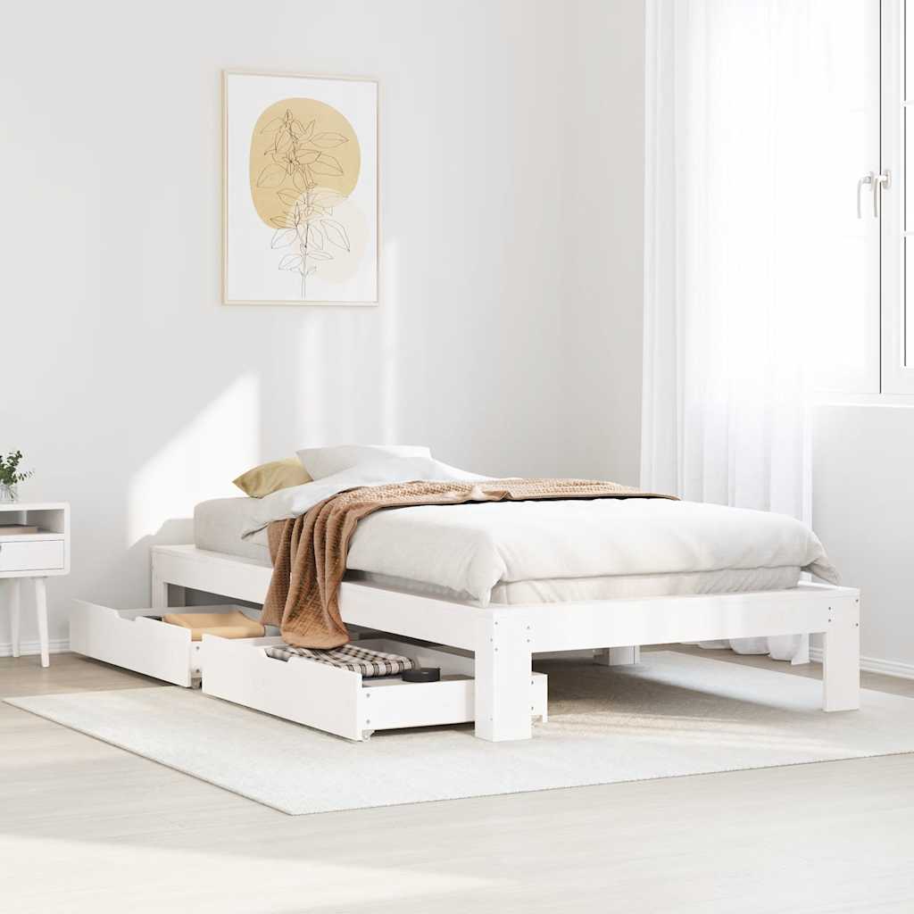 Bedframe zonder matras massief grenenhout wit 90x200 cm is nu te koop bij PeponiXL, paradijselijk wonen!