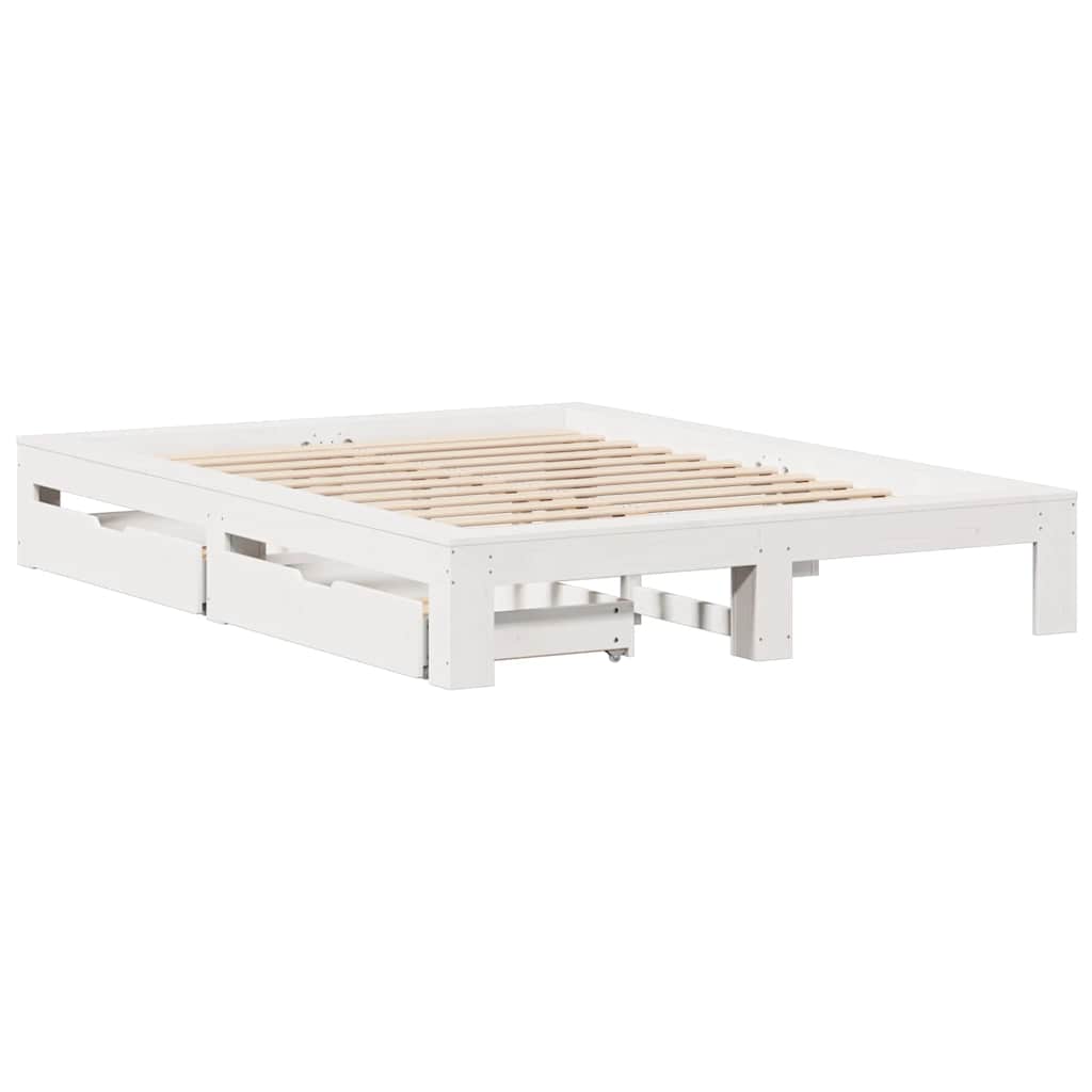 Bedframe zonder matras massief grenenhout wit 140x190 cm is nu te koop bij PeponiXL, paradijselijk wonen!
