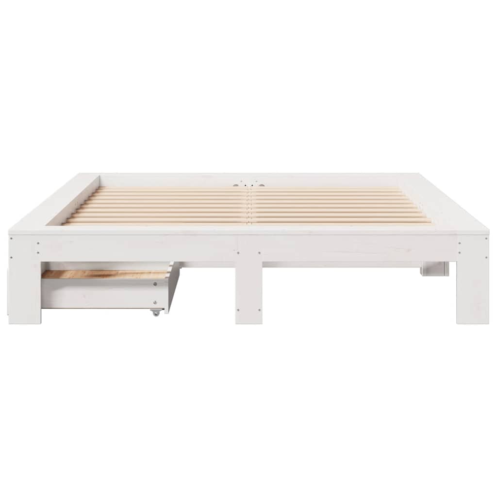 Bedframe zonder matras massief grenenhout wit 140x190 cm is nu te koop bij PeponiXL, paradijselijk wonen!