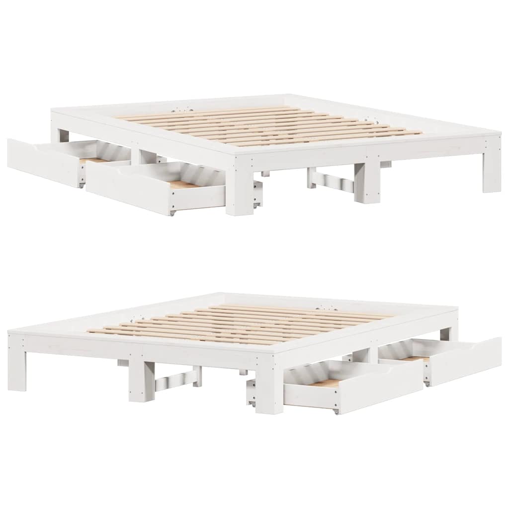 Bedframe zonder matras massief grenenhout wit 140x190 cm is nu te koop bij PeponiXL, paradijselijk wonen!